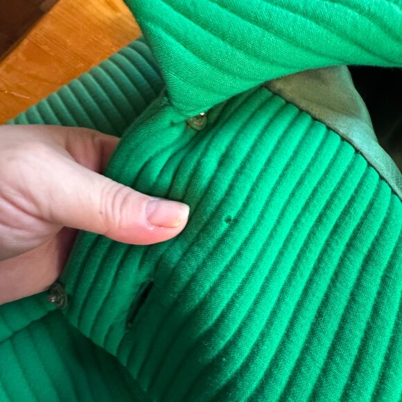 Vintage 60s fall coat, Kelly green ribbed textured, maxi length, size 6/8 (S/M) - Picture 15 of 16
